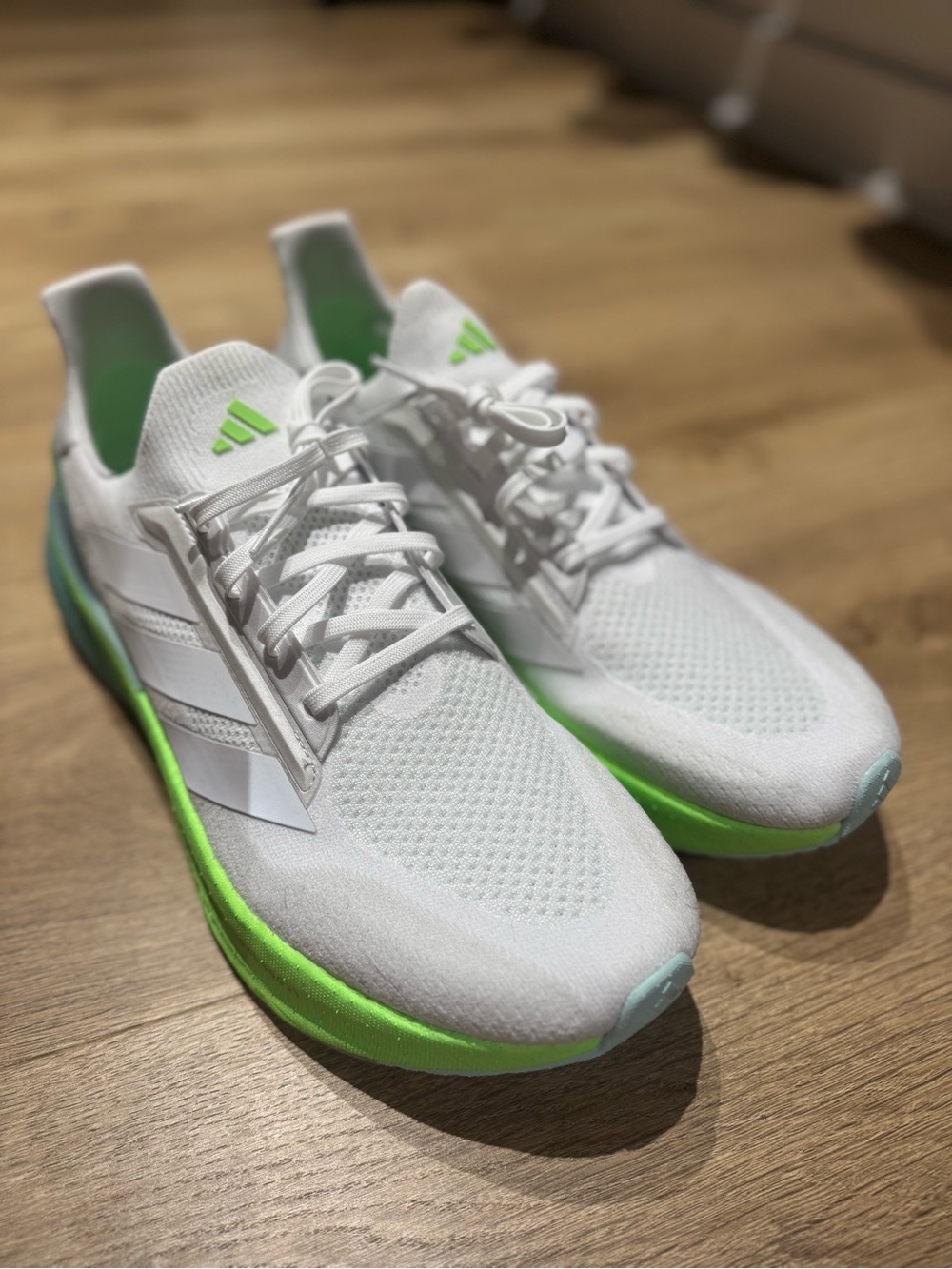 adidas White Running UltraBoost with Neon Green Accents
